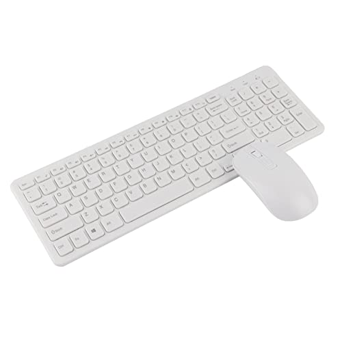Dpofirs Wireless Keyboard Mouse Combo, 2,4 G Multifunktionale Computertastatur, 108 Tasten, Lichtbeständige Tastatur für Laptop, PC, Desktop, Notebook (Weiss) von Dpofirs