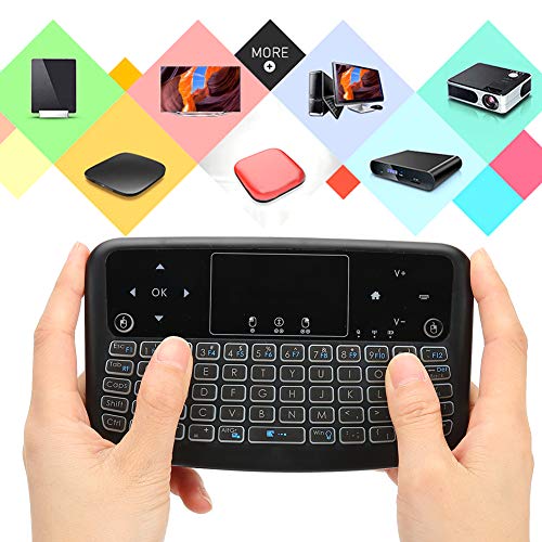 Dpofirs -Wireless-Tastatur, Multimedia-Tastatur mit Touchpad, Maus, Multimedia-Steuertasten, PC-Game-Steuertasten, LED-Hintergrundbeleuchtung für PC, Laptop, HTPC, für Android TV von Dpofirs