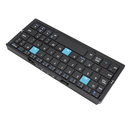 Dpofirs Zusammenklappbare -Tastatur mit Ständer, Leise, Tragbare Taschengröße aus Aluminiumlegierung, für OS, (Schwarzgrau) von Dpofirs