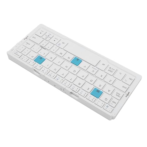 Dpofirs Zusammenklappbare -Tastatur mit Ständer, Leise, Tragbare Taschengröße aus Aluminiumlegierung, für OS, (Silber Weiss) von Dpofirs