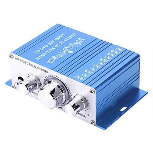 Dpofirs -tragbarer Auto-Audio-Verstärker, Auto-Auto-Verstärker, Standard-Stereo-Buchseneingang, DC 12V, Musik-Player, Unterstützt USB, MP3, FM, SD, DVD(Blau) von Dpofirs