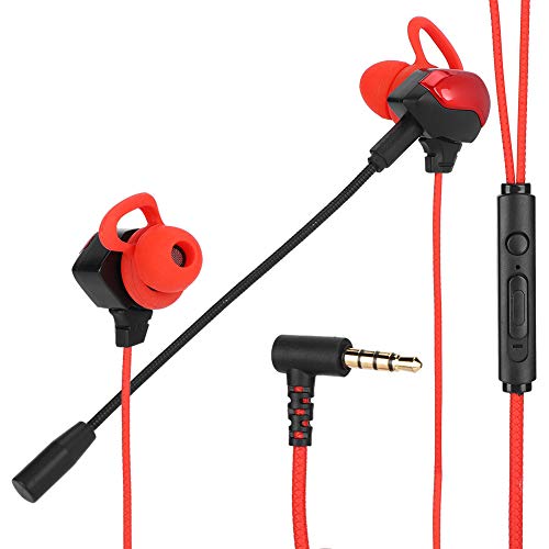 G3000 Universal 3,5-mm-kabelgebundener In-Ear-Gaming-Kopfhörer, Noise Reduction Gaming Office-Headset mit Mikrofon, Noise Reduction Earpud, Ergonomisches Kabel Im Ohr (Rot) von Dpofirs