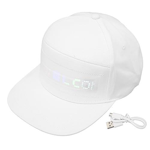 LED-Hüte für Jugendliche und Erwachsene, Programmierbare LED-Kappe mit Bluetooth-App-Steuerung, Hut mit Licht für Konzertkarneval Im Freien (WHITE) von Dpofirs