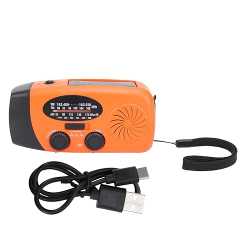 Notfallradio, Solarhand Crank Radio, NOAA AM FM Wetter, mit Mobiltelefonladegerät, LED Taschenlampe, SOS Alarm, für Notfälle Im Innenbereich Im Innenbereich (ORANGE) von Dpofirs
