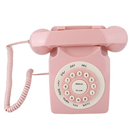 Rosa Weinlese-Telefon, klassisches Retro-Festnetztelefon im Alten Stil, kabelgebundenes europäisches Telefon mit großen Knöpfen für Home Desk Office-Dekorationsgeschenk von Dpofirs