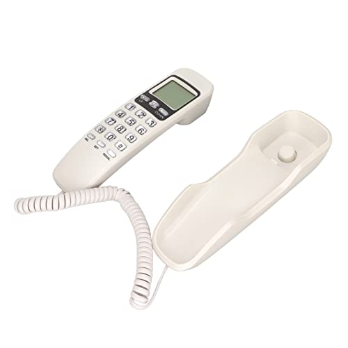 Schnurgebundenes Vintage-Wandtelefon mit LCD-Display, Blitzfunktion, Wahlwiederholung, Wählbarem Klingelton, Größe, Premium-Material für Home-Office-Hotels (Weiss) von Dpofirs