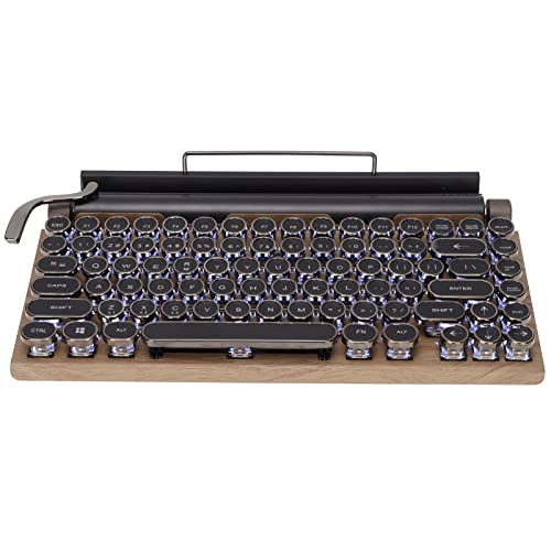 Schreibmaschinen Gaming Tastatur, Mechanisch, Retro Schreibmaschinentastatur, Bluetooth 5.0, mit RGB beleuchteten Knöpfen, 83 Tasten, Blauer Schalter, Mediensteuerung, Retro Rundtasten für Tablet/Desk von Dpofirs