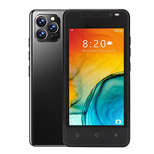 Smartphone Entsperrt, 4,66-Zoll-Handy mit FHD-Bildschirm für Android 10, 1GB+8GB Face Unlock Phone Dual Card Dual Standby-Smartphone, 2MP+5MP, BT+WiFi(Schwarz) von Dpofirs