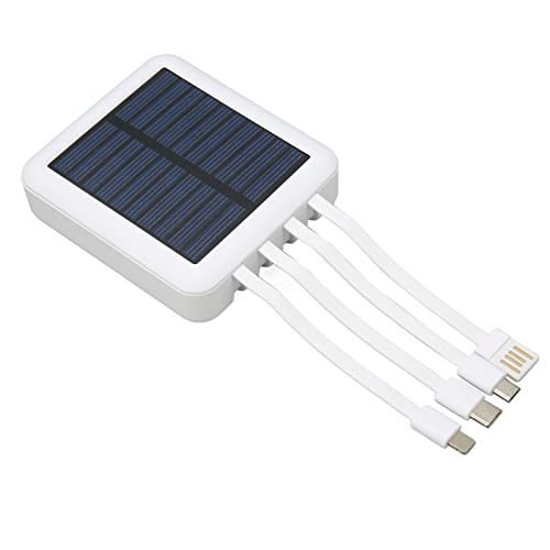 Solar Power Bank, Tragbares Ladegerät Solar Phone Power Bank 20000 MAh Zum Wandern, Reisen, Zwei Lademethoden, USB, USB C, Micro-USB-Anschluss (Weiß) von Dpofirs
