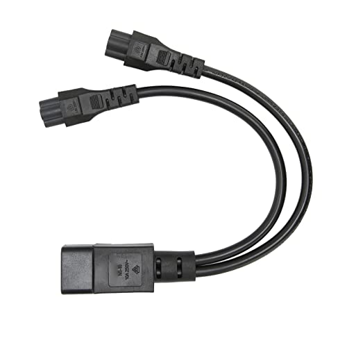 Splitter-Netzsteckerkabel, IEC320 C14-Stecker auf Zwei IEC320 C5-Buchsen, 10 A 250 V, 32 cm 12,6 Zoll Länge, Geeignet für Laptop-Netzteile, Schreibtischlampen, Lautsprecher von Dpofirs