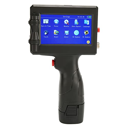 Tragbarer Handheld Tintenstrahldrucker mit 4,3 Zoll LED Touchscreen, Schnell Trocknender Tintenstrahl Codiermaschine 3 Einstellbare Genauigkeit, Tintenstrahl Codiermaschine für Code Datumsetikett(EU) von Dpofirs