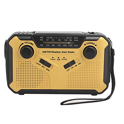 Tragbares Outdoor-FM-AM-Radio für SOS, Notfallradio Solar mit Tragbarer 2500-mAh-Batteriekapazität, Helle LED-Taschenlampe und Leselampe, Handkurbel-Wetterfunk von Dpofirs