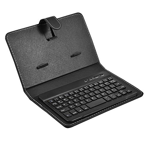 Universelle kabellose Bluetooth Tastatur mit Schutzhülle, tragbarer Tastatur und Ständer mit 2 in 1 PU Ledertasche für Unternehmen, Tastaturen für Tablet PCs/4,5 '' - 6,8 '' Bluetooth Telefone von Dpofirs
