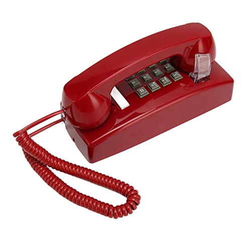 Vintage-Wandtelefone Festnetz, Retro-Wandtelefon Im Alten Stil, Rotes Schnurgebundenes Telefon Zur Wandmontage mit Lautstärkeregler für Senioren-Hotelküche von Dpofirs