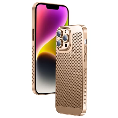 Dqtaoply Atmungsaktives Hülle für iPhone 12 Pro, Ultra Dünn PC Wärmeableitung Handyhülle mit Kameraschutz Schutzhülle für iPhone 12 Pro (Golden) von Dqtaoply