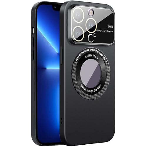 Dqtaoply Handyhülle Kompatibel mit iPhone 13 Pro Max Hülle mit Magnetic, Dünn Slim Hard Matte Case mit Glas Linse Kameraschutz Logo View Schutzhülle Kompatibel mit iPhone 13 Pro Max (Schwarz_2) von Dqtaoply