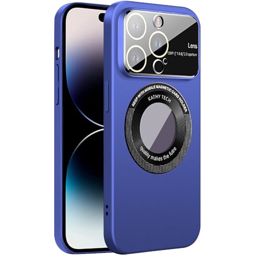 Dqtaoply Handyhülle Kompatibel mit iPhone 15 Pro Max Hülle mit Magnetic, Dünn Slim Hard Matte Case mit Glas Linse Kameraschutz Logo View Schutzhülle Kompatibel mit iPhone 15 Pro Max (Blau) von Dqtaoply