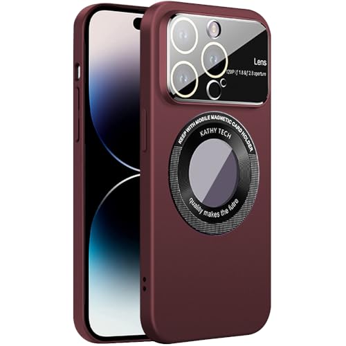 Dqtaoply Handyhülle Kompatibel mit iPhone 15 Pro Max Hülle mit Magnetic, Dünn Slim Hard Matte Case mit Glas Linse Kameraschutz Logo View Schutzhülle Kompatibel mit iPhone 15 Pro Max (Rot) von Dqtaoply