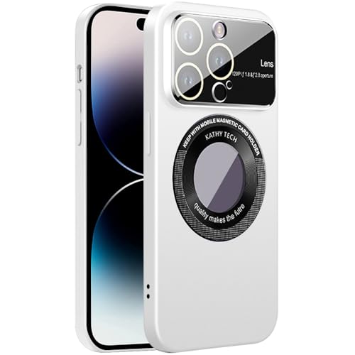 Dqtaoply Handyhülle Kompatibel mit iPhone 15 Pro Max Hülle mit Magnetic, Dünn Slim Hard Matte Case mit Glas Linse Kameraschutz Logo View Schutzhülle Kompatibel mit iPhone 15 Pro Max (Weiß) von Dqtaoply