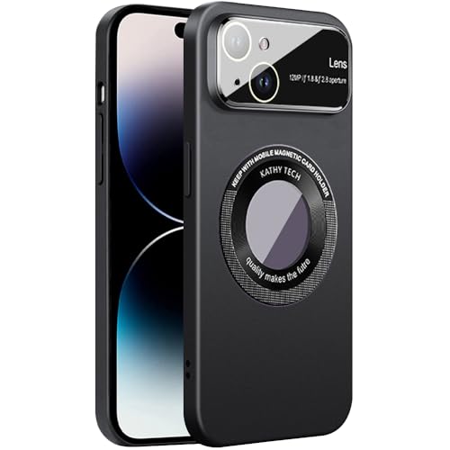 Dqtaoply Handyhülle für iPhone 15 Plus Hülle mit Magnetic, Dünn Slim Hard Matte Case mit Glas Linse Kameraschutz Logo View Schutzhülle für iPhone 15 Plus (Schwarz) von Dqtaoply