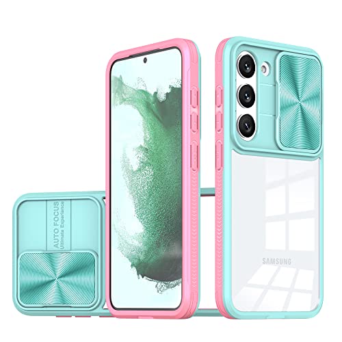 Dqtaoply Hülle Kompatibel mit Samsuang Galaxy S23 Plus Handyhülle mit Slide Kameraschutz, Transparent [Nie Vergilbung] Stoßfest Kratzfest Anti-Rutsch Schutzhülle für Galaxy S23 Plus (Green+Pink) von Dqtaoply