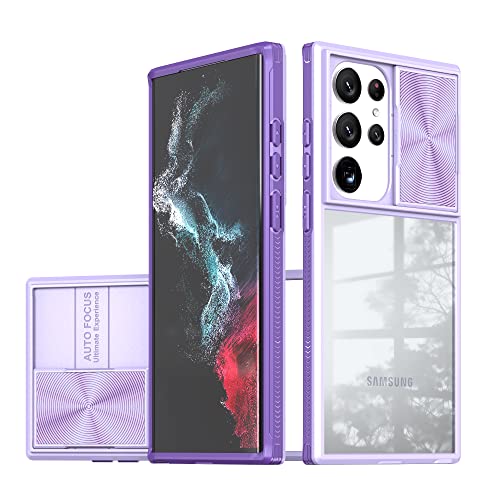 Dqtaoply Hülle Kompatibel mit Samsuang Galaxy S23 Ultra Handyhülle mit Slide Kameraschutz, Transparent [Nie Vergilbung] Stoßfest Kratzfest Anti-Rutsch Schutzhülle für Galaxy S23 Ultra (Lila) von Dqtaoply