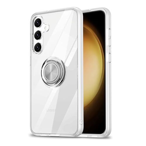 Dqtaoply Hülle Kompatibel mit Samsuang Galaxy S24+, Ultra Dünn Transparente TPU Silikon Soft Handyhülle Case mit 360 Grad Ring Stand Schutzhülle für Galaxy S24 Plus (Klar) von Dqtaoply
