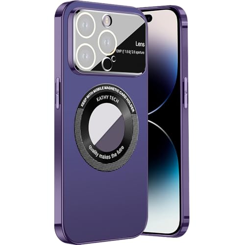 Dqtaoply Hülle Kompatibel mit iPhone 14 Pro Max mit Magnetic, Matt PC Zurück und Silikon Edge Stoßfest Handyhülle mit Kameraschutz Schutzhülle Kompatibel mit iPhone 14 Pro Max (Lila_2) von Dqtaoply