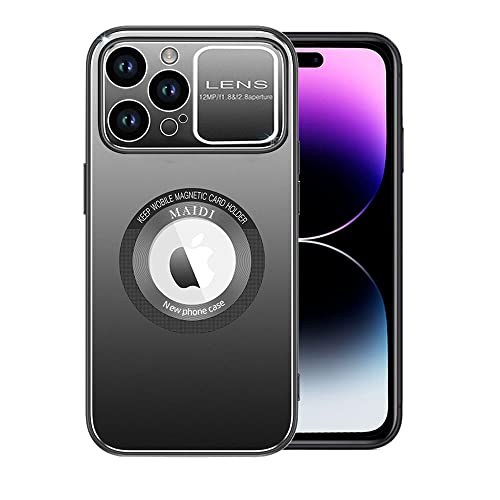 Dqtaoply Hülle für iPhone 14 Pro Max, [Kompatibel mit MagSafe] Matt PC Zurück Hard Case und Silikon Edge Stoßfest Handyhülle Logo View Schutzhülle für iPhone 14 Pro Max (Schwarz) von Dqtaoply