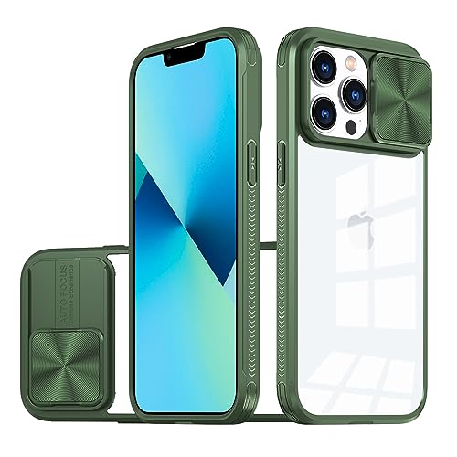 Dqtaoply Hülle für iPhone 15 Pro Handyhülle mit Slide Kameraschutz, Transparent [Nie Vergilbung] Stoßfest Kratzfest Anti-Rutsch Schutzhülle für iPhone 15 Pro (Grün) von Dqtaoply