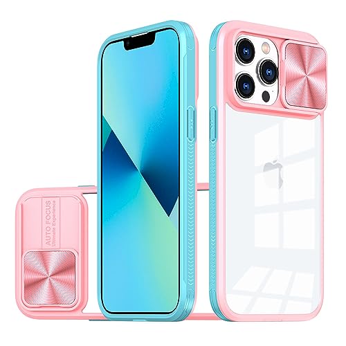 Dqtaoply Hülle für iPhone 15 Pro Handyhülle mit Slide Kameraschutz, Transparent [Nie Vergilbung] Stoßfest Kratzfest Anti-Rutsch Schutzhülle für iPhone 15 Pro (Pink+Green) von Dqtaoply