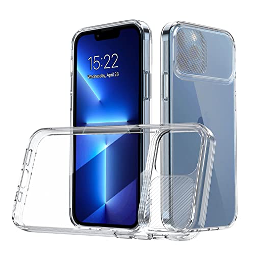 Dqtaoply Transparent Hülle Kompatibel mit iPhone 13 Pro Max Handyhülle mit Kameraschutz Anti-Rutsch Stoßfest Kratzfest Hybrid PC+TPU Silikon Schutzhülle für iPhone 13 Pro Max 6,7 Zoll (Klar) von Dqtaoply