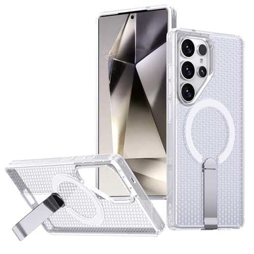 Dqtaoply Wärmeableitungs Hülle für Galaxy S24 Ultra, Stoßfest Kratzfest Matt Handyhülle mit Ständer [Atmungsaktive Heat Dissipation] mit Magnetic Schutzhülle für Galaxy S24 Ultra - Weiß von Dqtaoply