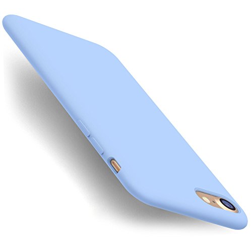 Hülle für iPhone SE 2022 Hülle, Hülle für iPhone SE 2020 Liquid Silikon Schutzhülle Flüssigsilikon mit Soft Mikrofasertuch Futter Kissen Case für iPhone SE 2022 / SE 2020/7 / 8 (Hellblau) von Dqueen-eur