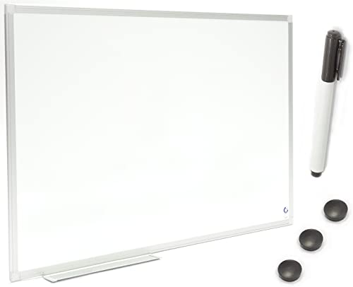 Dr.Tafel Whiteboard Magnetisch mit Stiftablage 60 x 45 cm- 1 Stück - Magnettafel mit Magnete Stift - White Board Trocken Abwischbar - Magnetboard C7-Rahmen von Dr.Tafel