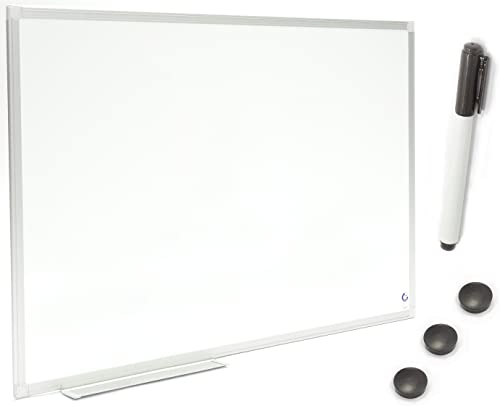 Dr.Tafel Whiteboard Magnetisch mit Stiftablage 60 x 45 cm - 1 Stück - Magnettafel mit Magnete Stift - White Board Trocken Abwischbar - Magnetboard HM5-Rahmen von Dr.Tafel