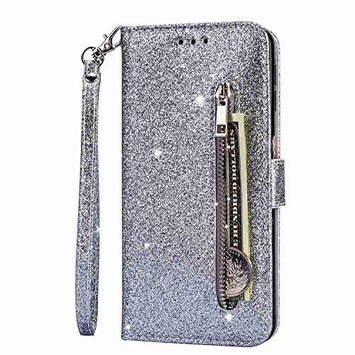Draamvol Für Samsung A20E/A10E Hülle Stoßfest Bling Reißverschluss Flip Brieftasche Leder Tasche Kartenfach Holster Cover Schutzhülle für Samsung Galaxy A20E/A10E Handyhülle,Silber Draamvol Für Samsung A20E/A10E Hülle Stoßfest Bling Reißverschluss Flip Brieftasche Leder Tasche Kartenfach Holster Cover Schutzhülle für Samsung Galaxy A20E/A10E Handyhülle,Silber von Draamvol