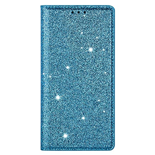 Draamvol Für Samsung A33 5G Hülle Stoßfest Magnet Bling Ultra Thin PU Leder Flip Brieftasche Kartensteckplätze Halter Ständer Stoßstange Für Samsung Galaxy A33 5G Handyhülle Glitzer,Blau von Draamvol