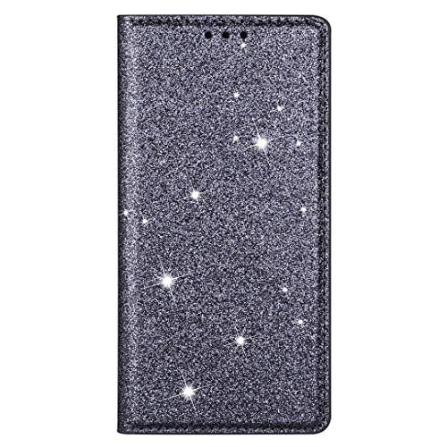 Draamvol Für Samsung A33 5G Hülle Stoßfest Magnet Bling Ultra Thin PU Leder Flip Brieftasche Kartensteckplätze Halter Ständer Stoßstange Für Samsung Galaxy A33 5G Handyhülle Glitzer,Grau von Draamvol