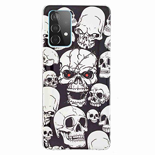 Draamvol Galaxy A14 4G Hülle Stoßdämpfung Samsung A14 5G Hülle Schutzhülle Bemalt Silikon TPU Stoßstange Ultra Thin Slim Fit Anti-Scratch Back Cover für Samsung Galaxy A14 4G/ 5G Handyhülle, Schädel von Draamvol