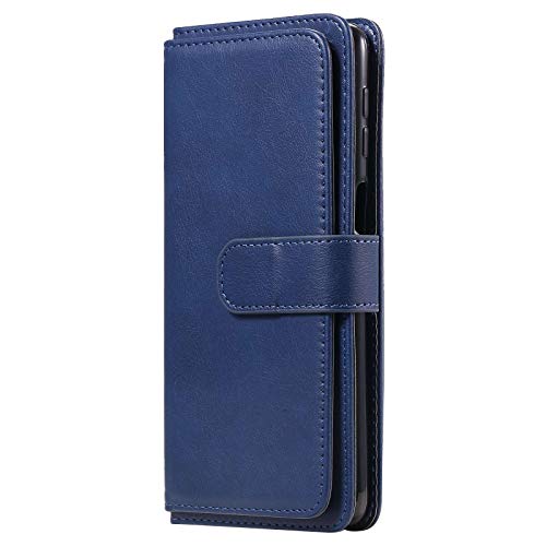 Draamvol Hülle für Motorola G9 Plus Hülle Ledertasche Schutz Flip Brieftasche Abdeckung Magnettasche mit 10 Karten Steckplätze Abdeckung für Motorola Moto G9 Plus Handyhülle,Blau von Draamvol