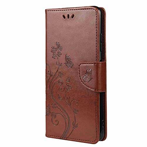 Draamvol Kompatibel mit Samsung A04S Hülle Samsung A13 4G Hülle Stoßfest Flipcase Brieftasche Schutzhülle Blumen Klapptasche Kartenfächer Stoßfänger mit Samsung Galaxy A13/ A04S Handyhülle Braun von Draamvol