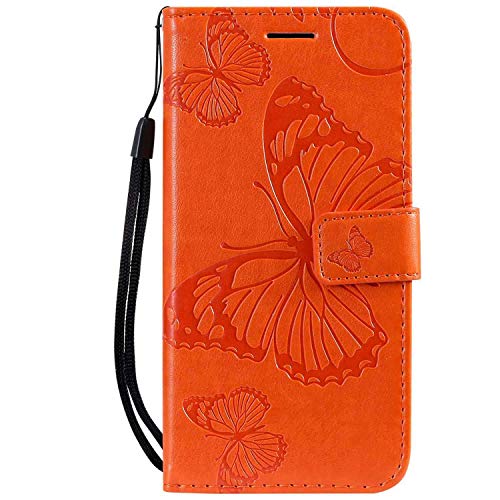 Draamvol Kompatibel mit Samsung M32 Hülle Galaxy M32 Hülle Stoßfest Leder Magnetverschluss Brieftasche Kartensteckplätze Schutzhülle Klapptasche Hülle für Samsung Galaxy M32 Handyhülle Schale,Orange von Draamvol