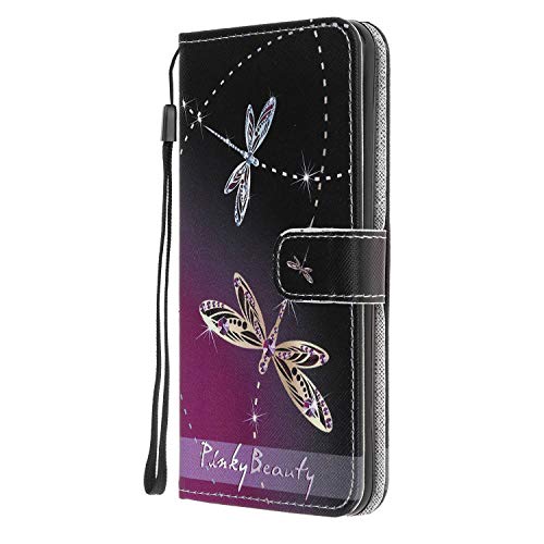 Draamvol Samsung A52 Hülle Samsung A52S Hülle,Flipcase Leder Brieftasche Bücherregal Stoßstange Tasche Schutzhülle für Samsung Galaxy A52 Handyhülle Galaxy A52S Handyhülle,Libelle von Draamvol