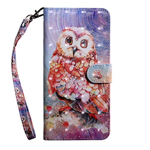 Draamvol Samsung A52S Hülle für Samsung A52 Hülle Flipcase 3D PU Leder Brieftasche TPU Stoßstange Shell Magnetische Kartenfächer Cover für Samsung Galaxy A52/A52S Handyhülle,Eule von Draamvol