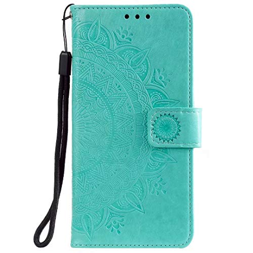 Draamvol Samsung Galaxy A41 Hülle Handyhülle für Samsung Galaxy A41 Handytasche Flip Tasche Case mit Kartenfach Samsung Galaxy A41 Cover Handy Hülle klappbar Motiv Mandala Grün von Draamvol