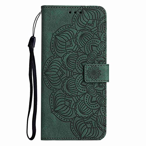 Draamvol für Oppo Realme C21 Hülle Leder Oppo Realme C21 Silikon Hülle Flipcase Brieftasche Klapphülle Kartenfächer Stoßfest Cover Schutzhülle mit Oppo Realme C21 Handyhülle, Grün von Draamvol