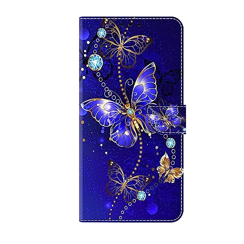 Draamvol iPhone 12 Mini Hülle für iPhone 13 Mini Hülle Flipcase Leder Klapphülle Brieftasche Schutzhülle Kartenfächer Holster Handyhülle für iPhone 12 Mini/ 13 Mini, Ketten-Schmetterlinge von Draamvol