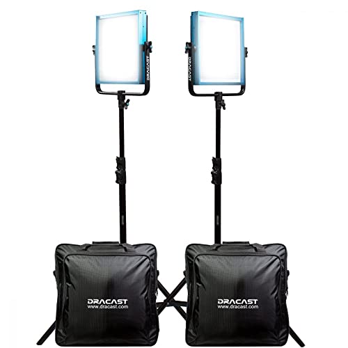 Dracast Plus Series LED1000 Tageslicht 2er Licht-Set mit Panel Leuchten, Lichtstativen | 5600K LED Foto Video| Stufenlose regelung 0-100% | CRI TLCI 96+ | DMX Studioleuchte mit V-Mount, G-Mount Dracast Plus Series LED1000 Tageslicht 2er Licht-Set mit Panel Leuchten, Lichtstativen | 5600K LED Foto Video| Stufenlose regelung 0-100% | CRI TLCI 96+ | DMX Studioleuchte mit V-Mount, G-Mount von Dracast