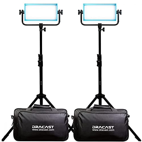 Dracast Plus Series LED500 Tageslicht 2er Licht-Set mit Panel Leuchten, Lichtstativen | 5600K LED Foto Video| Stufenlose regelung 0-100% | CRI TLCI 96+ | Studioleuchte mit V-Mount, G-Mount Akkuplatte Dracast Plus Series LED500 Tageslicht 2er Licht-Set mit Panel Leuchten, Lichtstativen | 5600K LED Foto Video| Stufenlose regelung 0-100% | CRI TLCI 96+ | Studioleuchte mit V-Mount, G-Mount Akkuplatte von Dracast